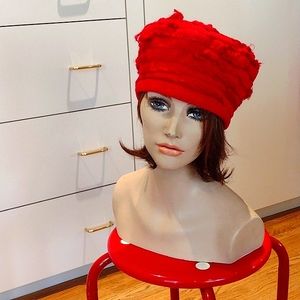 BETMAR NEW YORK Classic Red Beret Cozy Chic Retro Vintage Parisian Hat